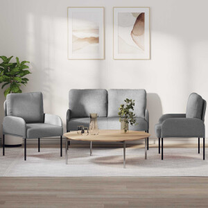 vidaXL Sofa-Sets 3 pcs Lichtgrijs 115 x 56 x 80 cm Multiplex