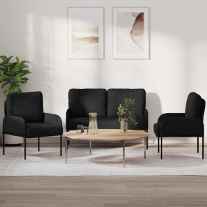 vidaXL Sofa-Sets met kussen 3 pcs Zwart 115 x 56 x 80 cm Multiplex