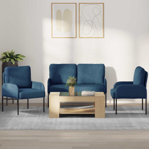vidaXL Sofa-Sets met kussen 3 pcs Blauw 115 x 56 x 80 cm Multiplex