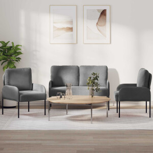 vidaXL Sofa-Sets 3 pcs Donkergrijs 115 x 56 x 80 cm Multiplex