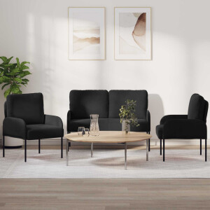 vidaXL Sofa-Sets met kussen 3 pcs Zwart 115 x 56 x 80 cm Multiplex