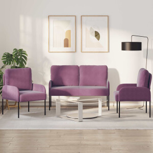 vidaXL Sofa-Sets met kussen 3 pcs Paars 115 x 56 x 80 cm Multiplex