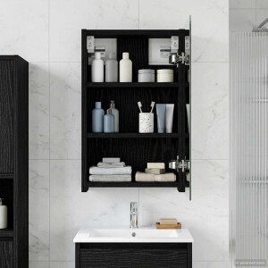 vidaXL Badkamer spiegelkast Zwart Eiken 30 x 10,5 x 50 cm Bewerkt hout