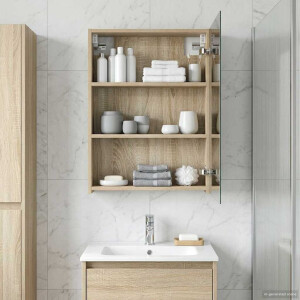 vidaXL Badkamer spiegelkast met plank Sonoma Eiken 50 x 14,5 x 70 cm