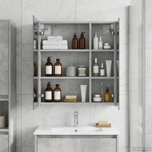 vidaXL Badkamer spiegelkast Beton Grijs 60 x 14,5 x 70 cm Bewerkt hout