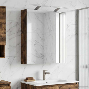vidaXL Badkamer spiegelkast met plank Gerookt eiken 60 x 14,5 x 70 cm