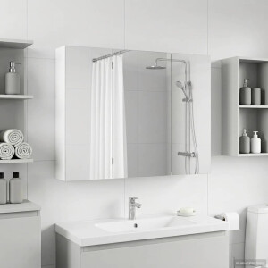 vidaXL Badkamer spiegelkast Wit 100 x 14,5 x 70 cm Bewerkt hout