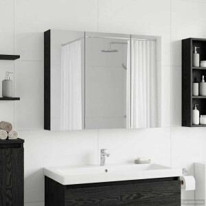 vidaXL Badkamer spiegelkast met plank Zwart Eiken 100 x 14,5 x 70 cm
