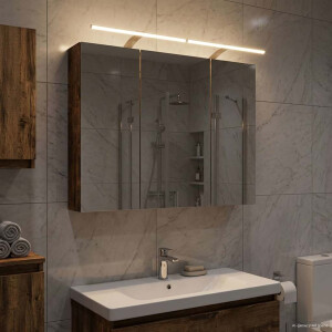 vidaXL Badkamer spiegelkast met plank Gerookt eiken 100 x 14,5 x 70 cm