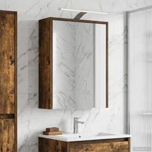 vidaXL Badkamer spiegelkast met plank Gerookt eiken 43 x 16 x 62.5 cm