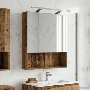 vidaXL Badkamer spiegelkast Oudhout 60 x 14.5 x 70 cm Bewerkt hout