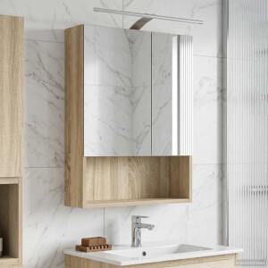 vidaXL Badkamer spiegelkast met plank Sonoma Eiken 50 x 14,5 x 70 cm