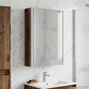 vidaXL Badkamer spiegelkast Oudhout 33 x 11,5 x 50 cm Bewerkt hout
