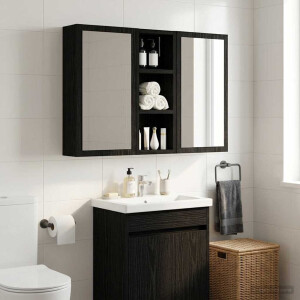 vidaXL Badkamer wandkast Zwarte Eik 20 x 10 x 50 cm Geconstrueerd hout