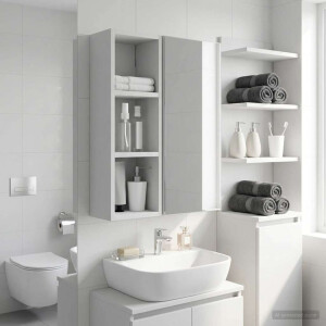 vidaXL Badkamer wandkast Wit 20 x 16 x 62,5 cm Geconstrueerd hout