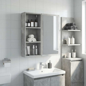vidaXL Badkamer wandkast met plank Beton Grijs 30 x 14 x 70 cm