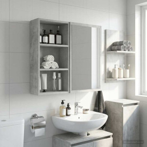 vidaXL Badkamer wandkast met plank Beton Grijs 30 x 16 x 62,5 cm
