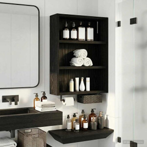 vidaXL Badkamer wandkast Zwarte Eik 40 x 10 x 50 cm Geconstrueerd hout