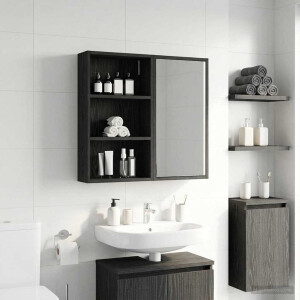 vidaXL Badkamer wandkast Zwarte Eik 40 x 14 x 70 cm Geconstrueerd hout
