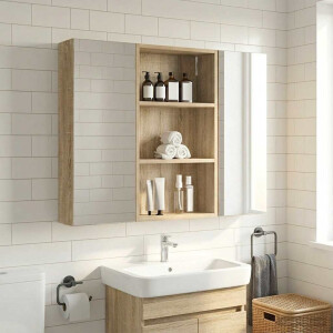 vidaXL Badkamer wandkast met plank Sonoma Eiken 40 x 14 x 70 cm