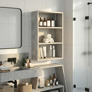 vidaXL Badkamer wandkast met plank Beton Grijs 40 x 16 x 62,5 cm