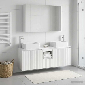vidaXL Badkamerkastenset 4 st Wit Bewerkt hout