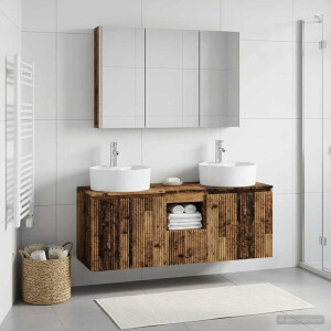 vidaXL Badkamerkastenset 4 st Oud hout Bewerkt hout