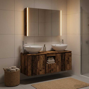 vidaXL Badkamerkastenset 4 st Oud hout Bewerkt hout