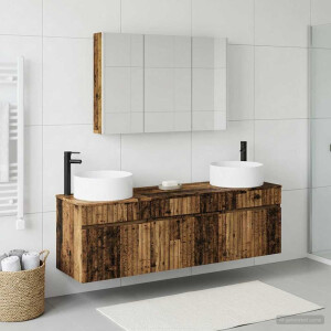 vidaXL Badkamerkastenset 4 st Oud hout Bewerkt hout