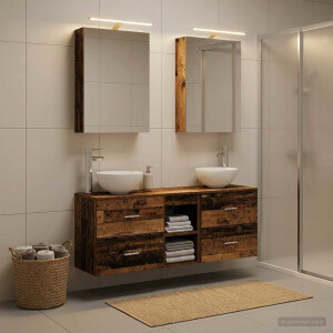 vidaXL Badkamerkastenset 5 st Oud hout Bewerkt hout