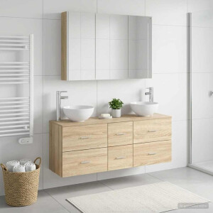 vidaXL Badkamermeubelset 4 st Sonoma Eiken Bewerkt hout en glas