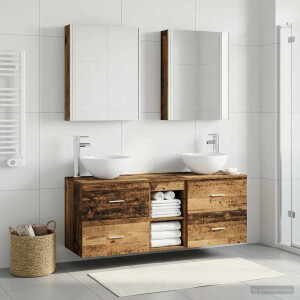 vidaXL Badkamermeubelset 5 st Oud hout Bewerkt hout en glas