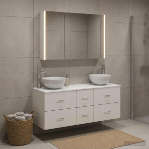 vidaXL Badkamermeubelset 4 st Wit Bewerkt hout en glas