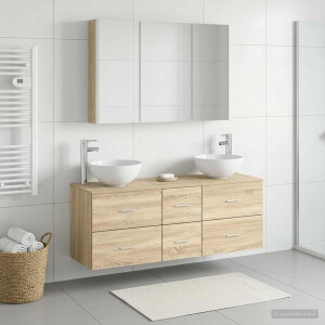 vidaXL Badkamermeubelset 4 st Sonoma Eiken Bewerkt hout en glas