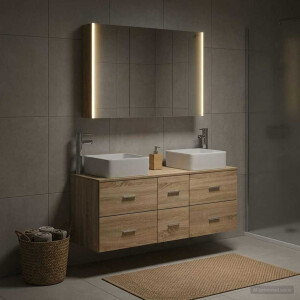 vidaXL Badkamermeubelset 4 st Sonoma Eiken Bewerkt hout en glas