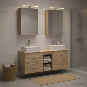 vidaXL Badkamermeubelset 5 st Sonoma Eiken Bewerkt hout en glas
