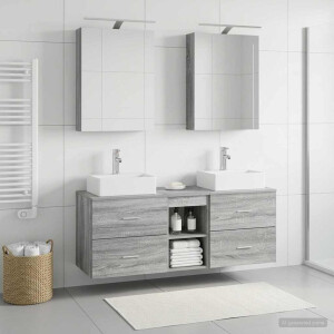 vidaXL Badkamermeubelset 5 st Grijs Sonoma Bewerkt hout en glas