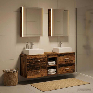 vidaXL Badkamermeubelset 5 st Oud hout Bewerkt hout en glas
