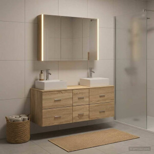 vidaXL Badkamermeubelset 4 st Sonoma Eiken Bewerkt hout en glas