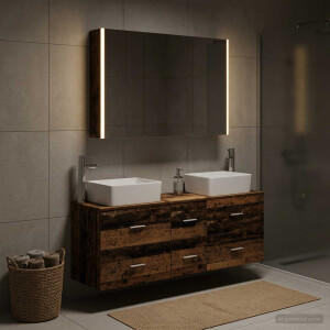 vidaXL Badkamermeubelset 4 st Oud hout Bewerkt hout en glas