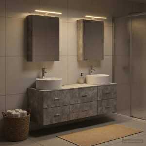 vidaXL Badkamermeubelset 5 st Betongrijs Bewerkt hout en glas