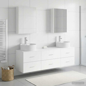 vidaXL Badkamermeubelset 5 st Wit Bewerkt hout en glas