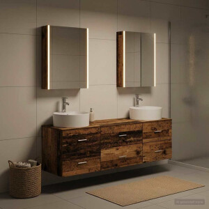 vidaXL Badkamermeubelset 5 st Oud hout Bewerkt hout en glas