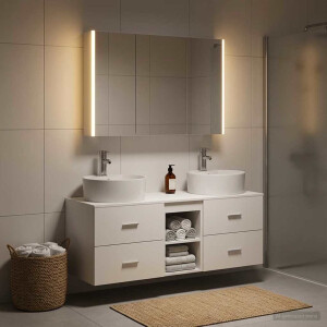 vidaXL Badkamermeubelset 4 st Wit Bewerkt hout en glas