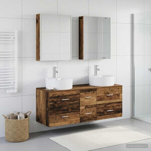 vidaXL Badkamermeubelset 5 st Oud hout Bewerkt hout en glas