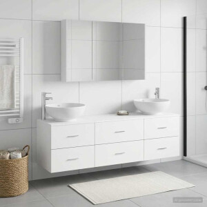 vidaXL Badkamermeubelset 4 st Wit Bewerkt hout en glas