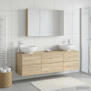 vidaXL Badkamermeubelset 4 st Sonoma Eiken Bewerkt hout en glas
