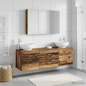 vidaXL Badkamermeubelset 4 st Oud hout Bewerkt hout en glas