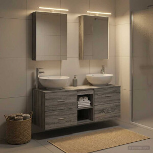 vidaXL Badkamermeubelset 5 st Grijs Sonoma Bewerkt hout en glas