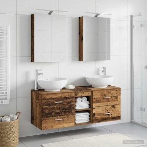 vidaXL Badkamermeubelset 5 st Oud hout Bewerkt hout en glas